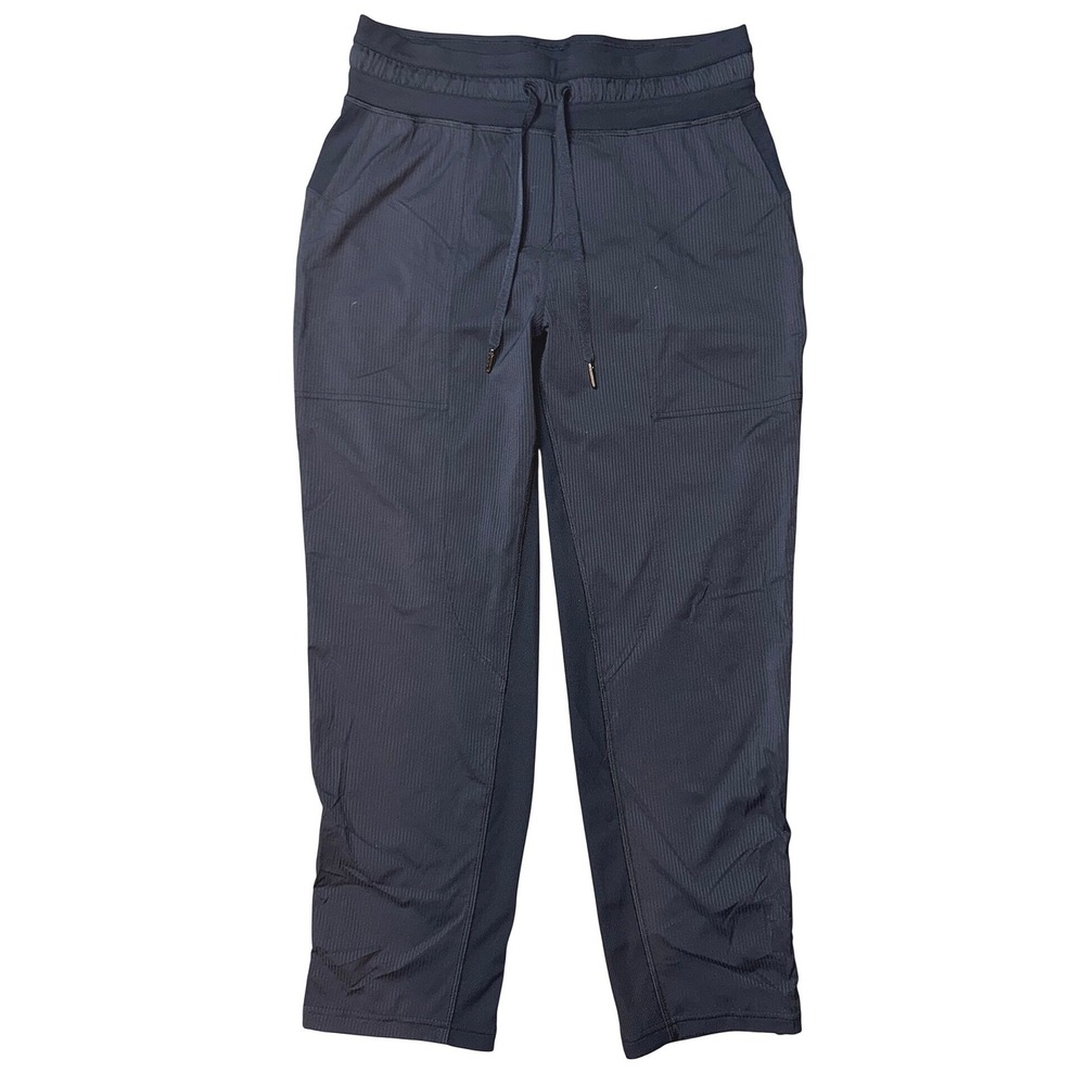 Lululemon On The Fly 7/8 Pant Black Pinstripe Jogger LW6CDQS Size 6